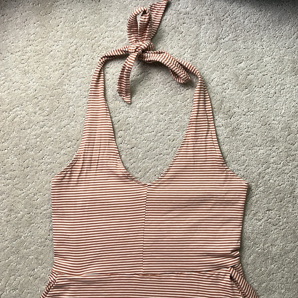 Pact Organic Cotton Shell Stripe Fit & Flare Halter Dress - S - Picture 6 of 12